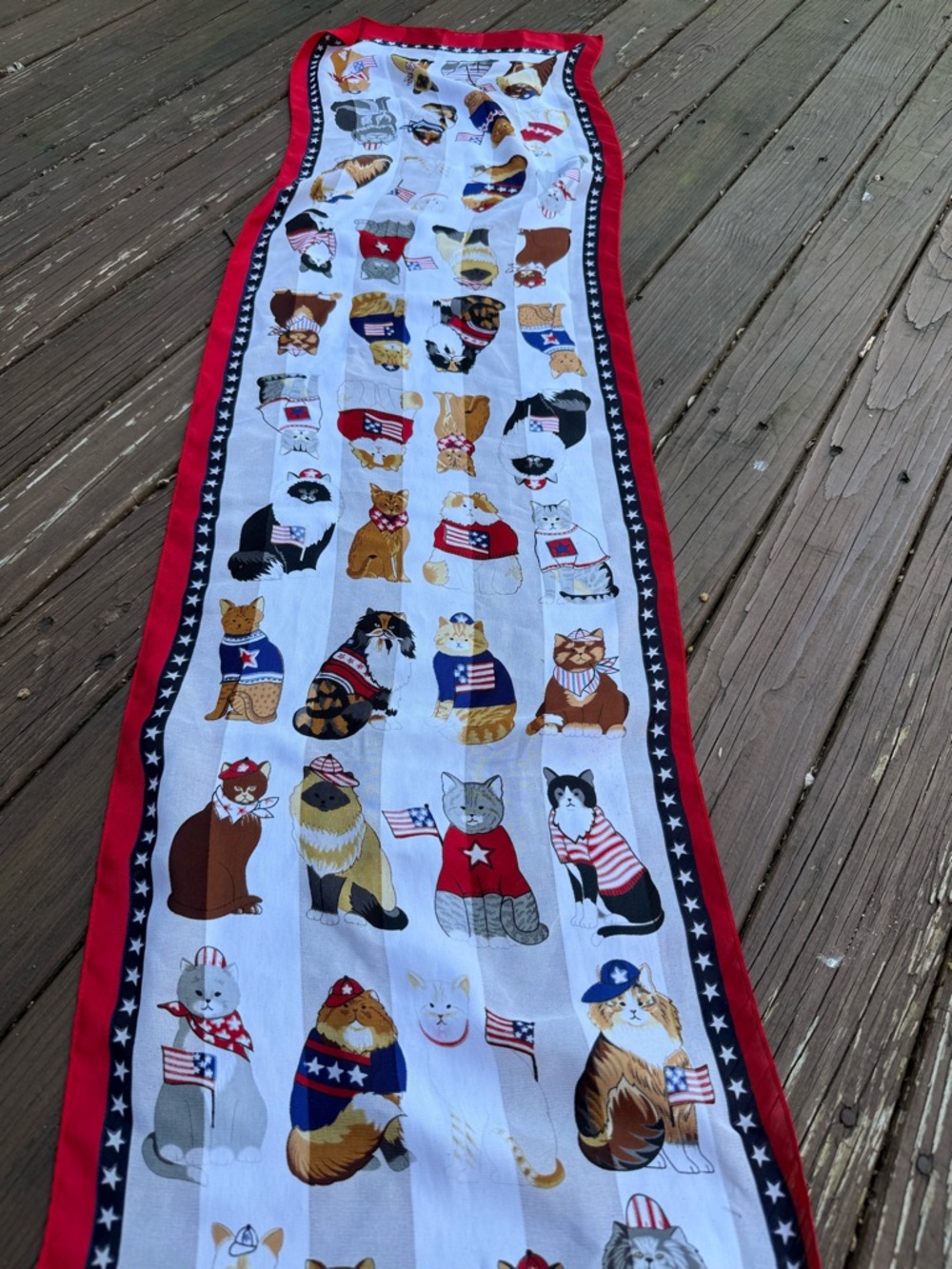 Bicentennial Cat scarf July 4 Cats Red White Blue Patriotic - Picture 3 of 5